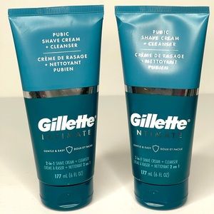 2 Gillette Intimate 2 in 1 Pubic Shave Cream & Cleanser 6 Fl Oz Each
